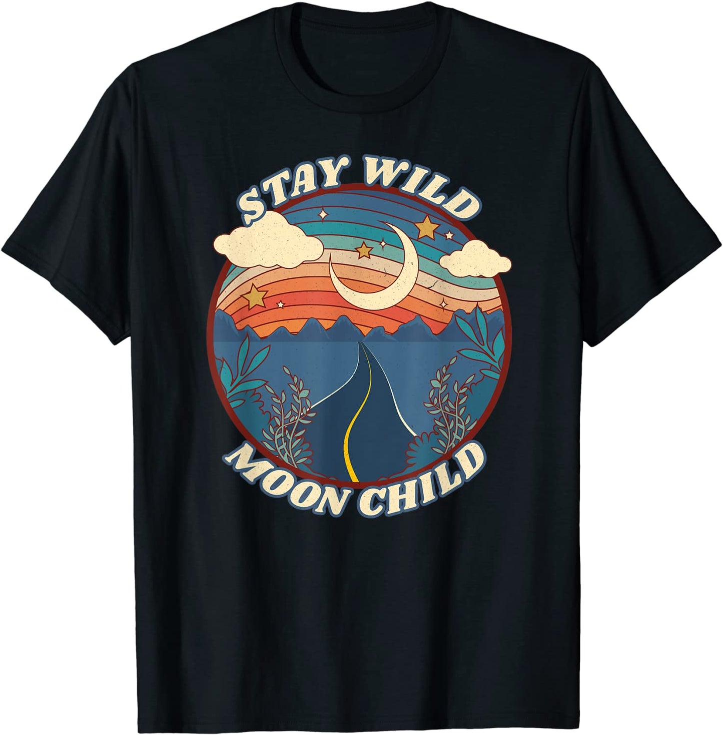 Vintage Retro Stay Wild Moon Child Boho Peace Hippie Gift T-Shirt