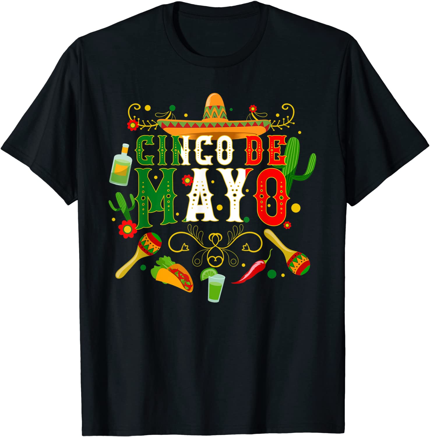 Fiesta Cinco De Mayo T Shirts Men Women Tshirt Taco T-shirt T-Shirt
