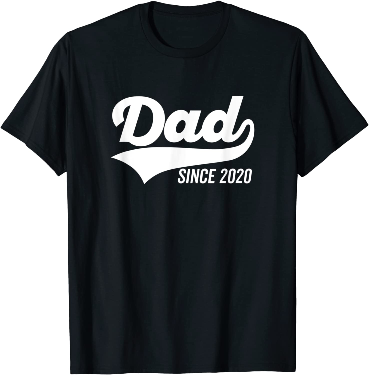 Dad Since 2020 Bold Sports Swoosh White Text T-Shirt