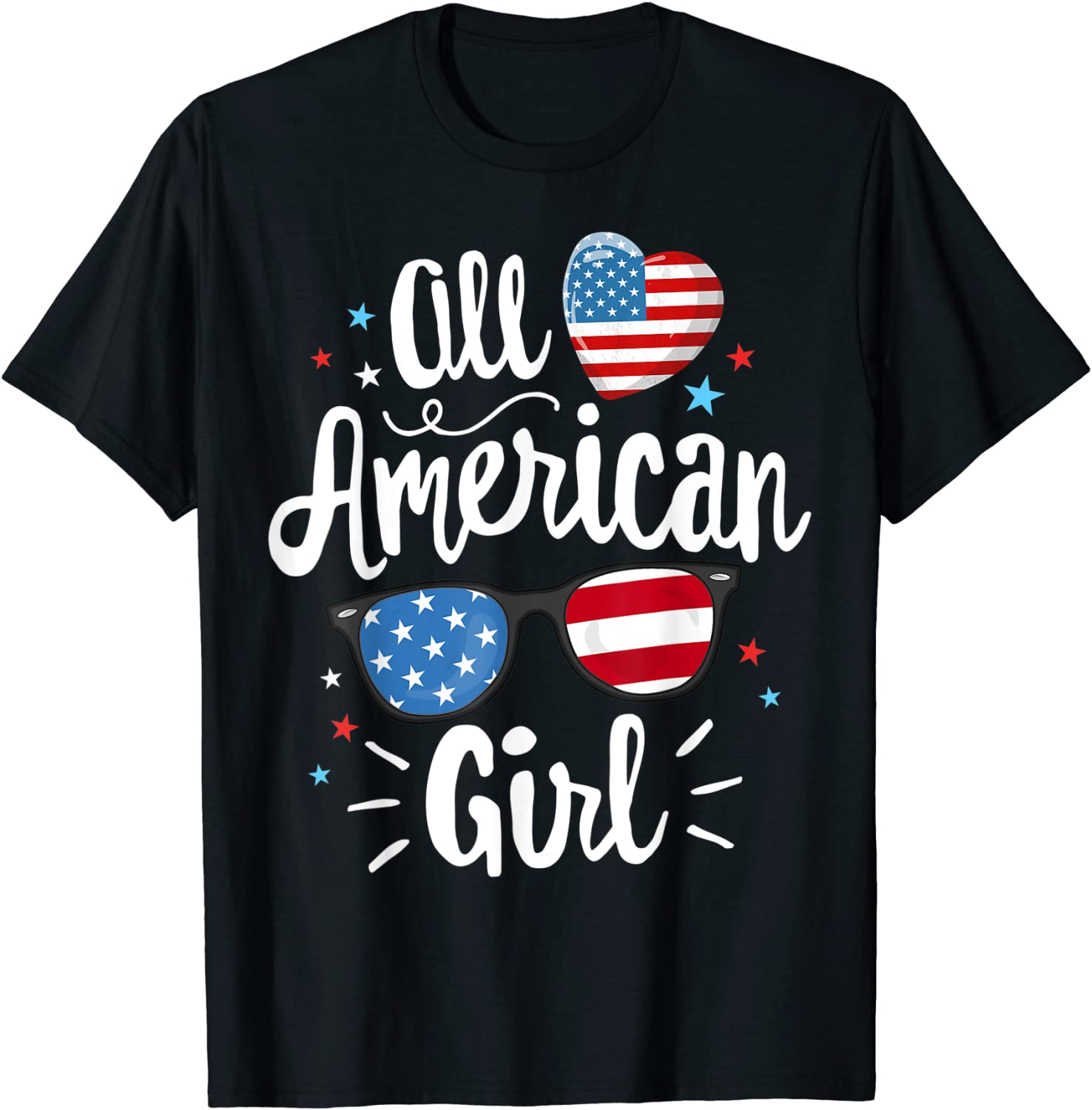 All American Girl Women American Flag 4th of July Patriotic T-Shirt