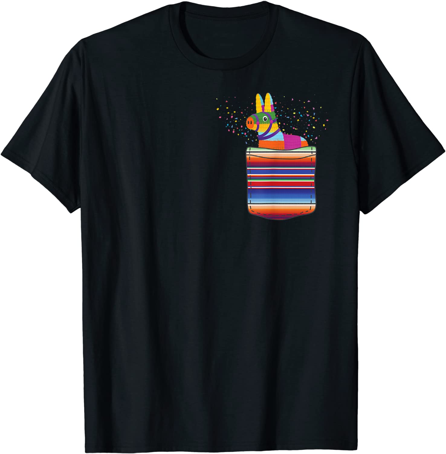 Pocket Pinata Blanket Serape Fiesta Party Mexican T-shirt