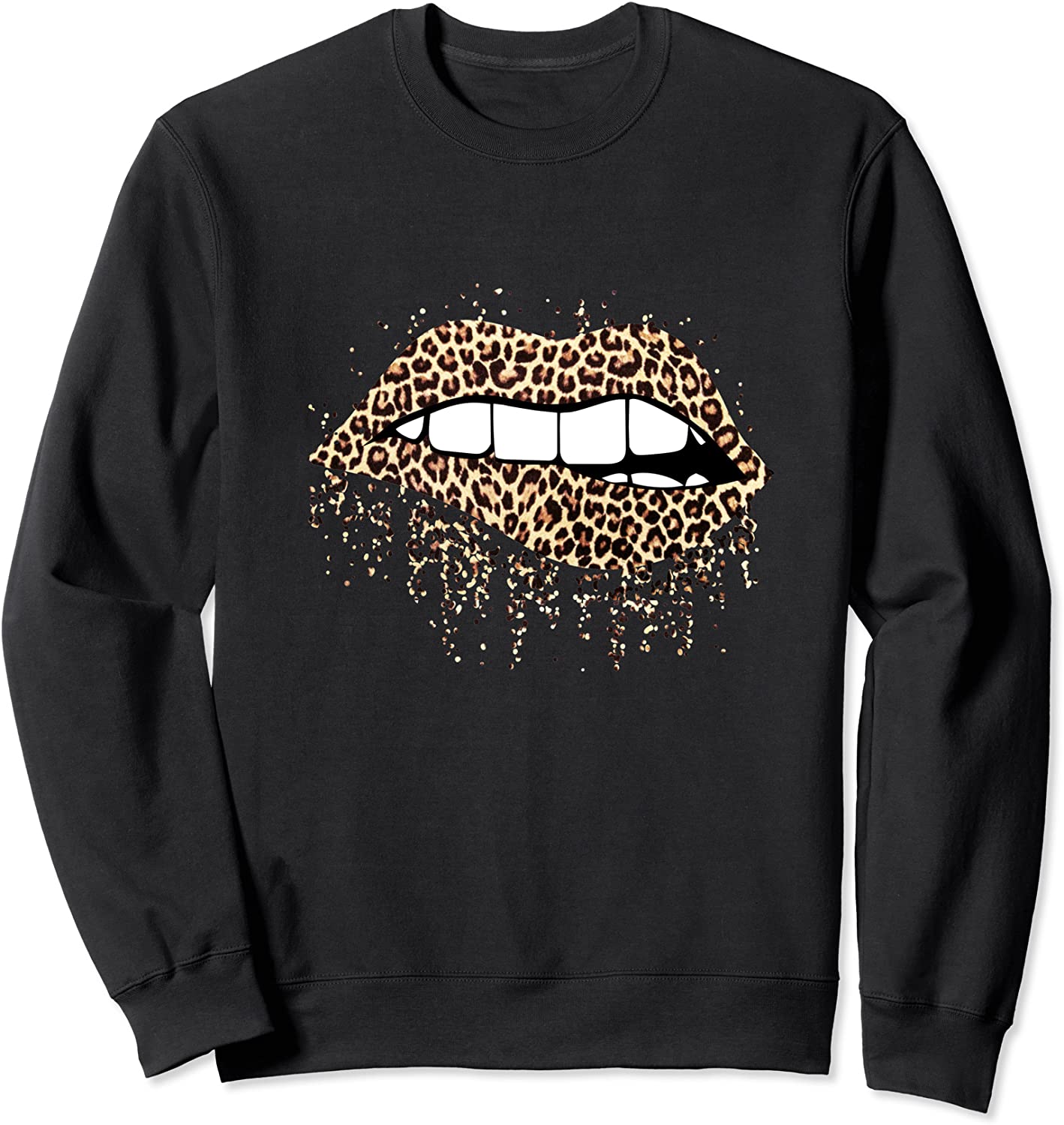 Cool Lips Bite Kiss Me Leopard Print Cheetah- Valentines Sweatshirt