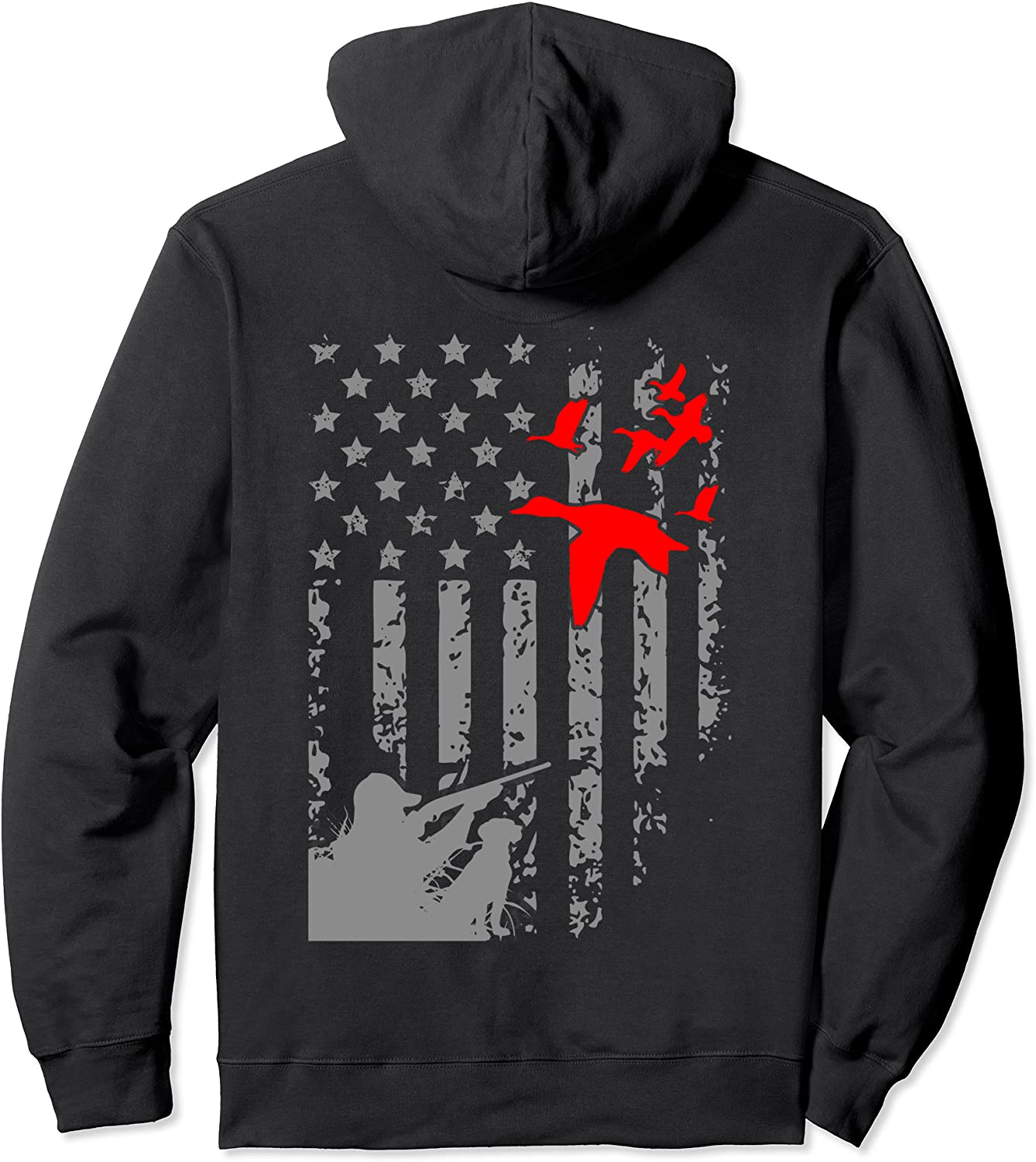 American Flag Patriotic Duck Hunting Waterfowl Hoodie