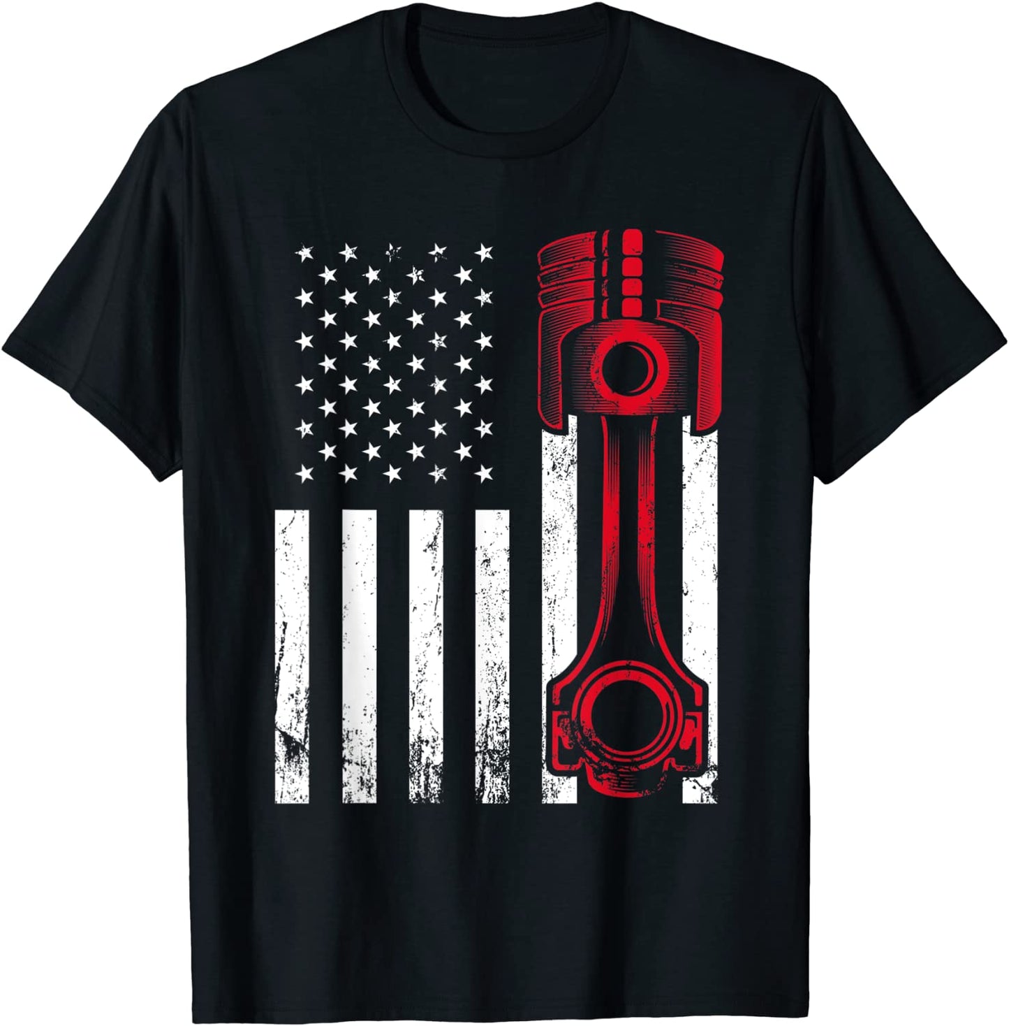 Car Enthusiast - American Flag Piston Muscle Car Gift T-Shirt