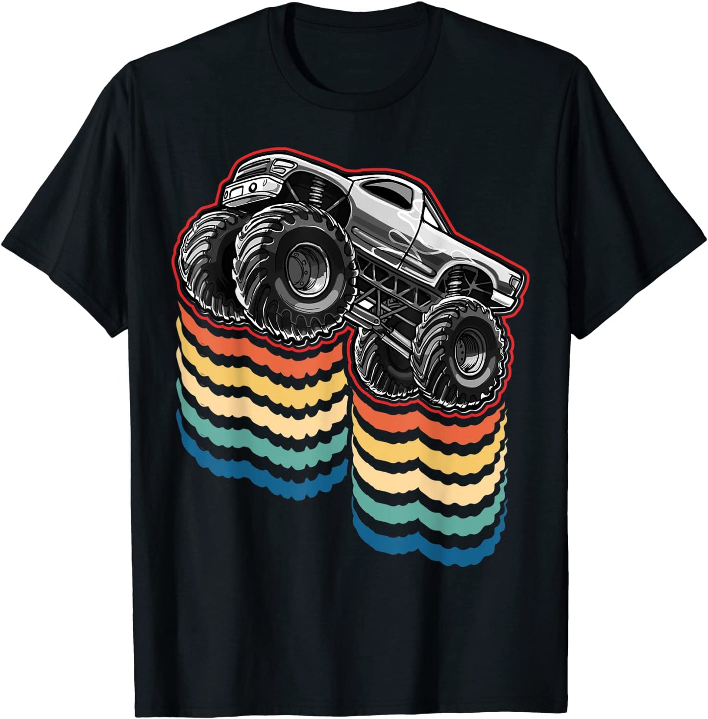 Retro Vintage Monster Truck Retro Silhouette Gift for Boys T-Shirt