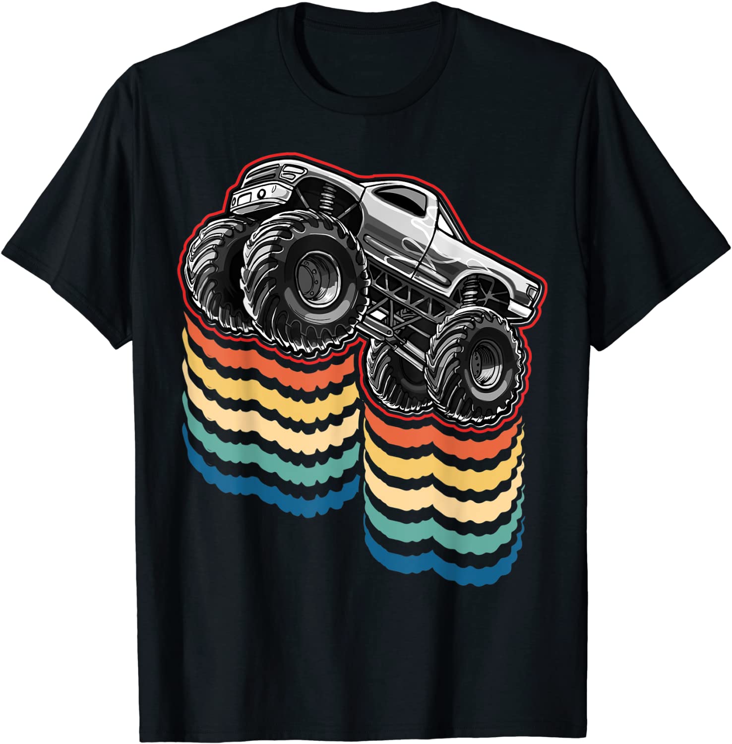 Retro Vintage Monster Truck Retro Silhouette Gift for Boys T-Shirt