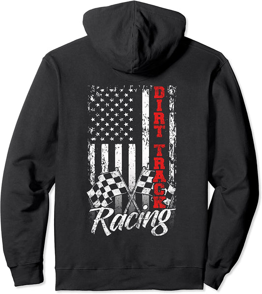 American Flag Dirt Track Racing Car Bike Driver Racer Gift Pullover Hoodie