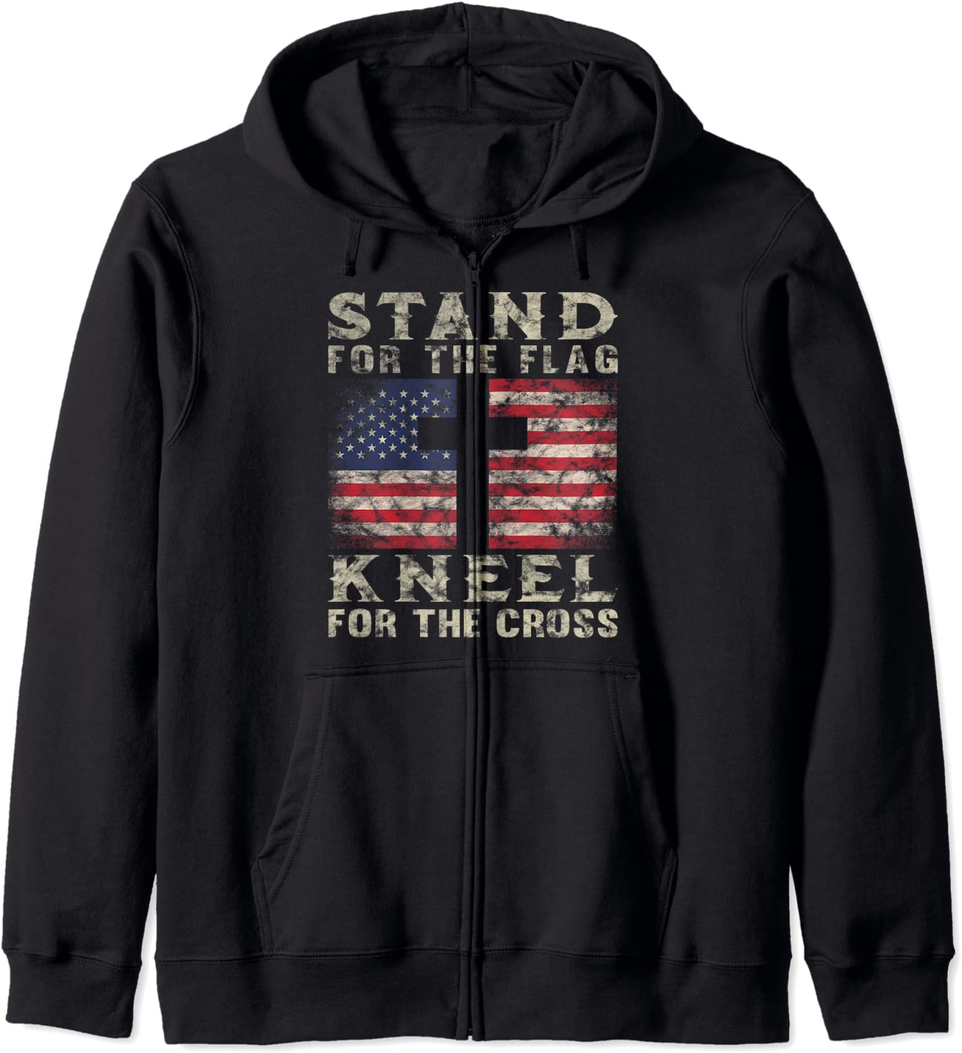 Christian Patriotic American Flag Stand Flag Kneel Cross Hoodie