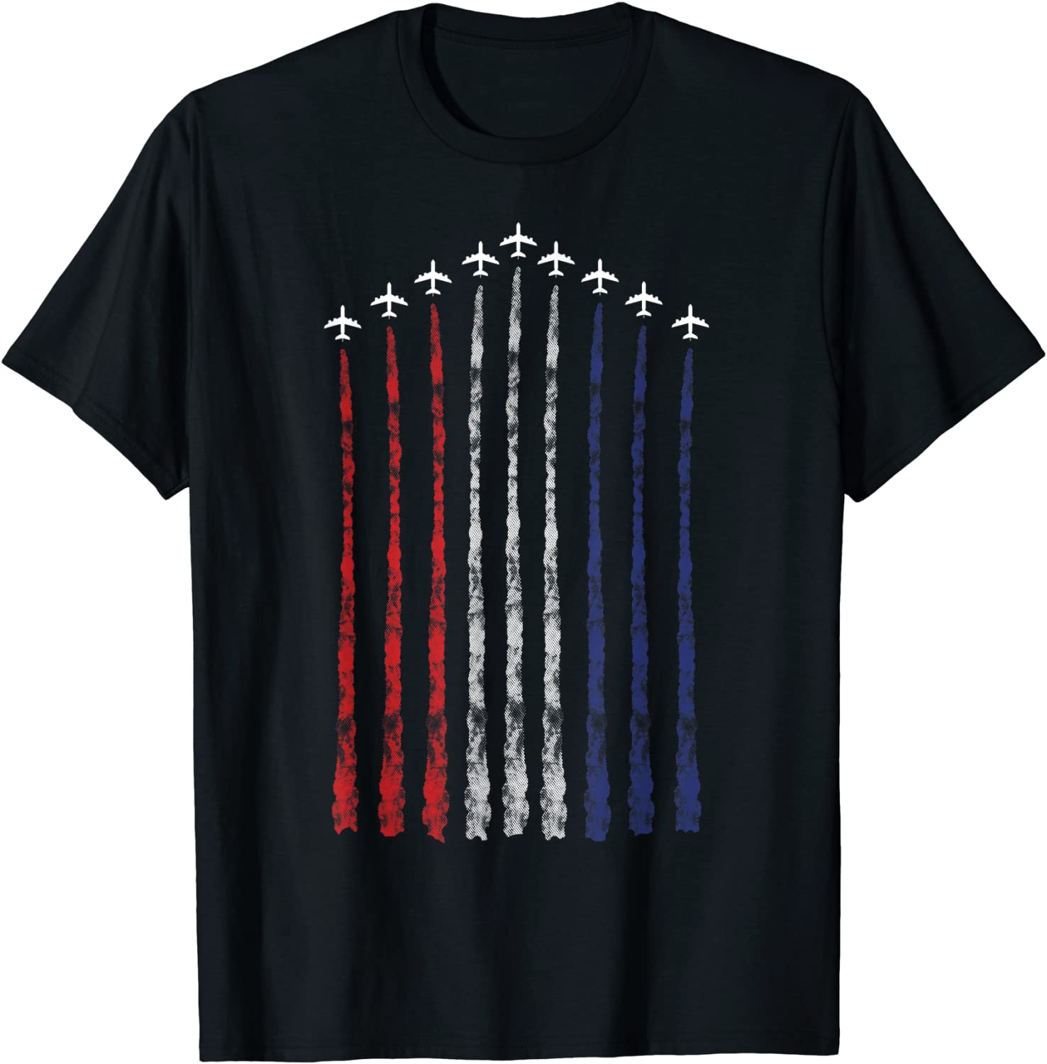 American Flag USA Fighter Jet Con Trail T-Shirt