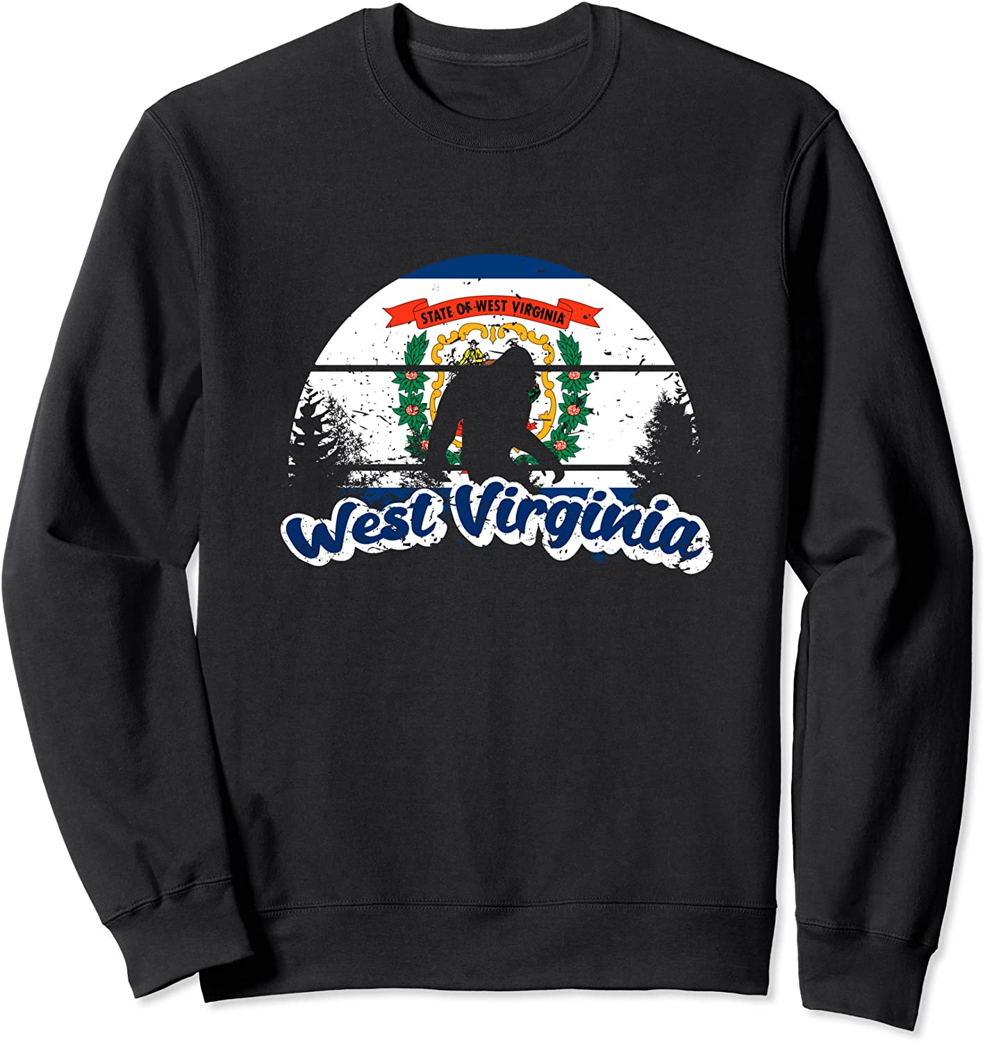 Bigfoot Sasquatch Fun State Of West Virginias Flag Outdoors Sweatshirt