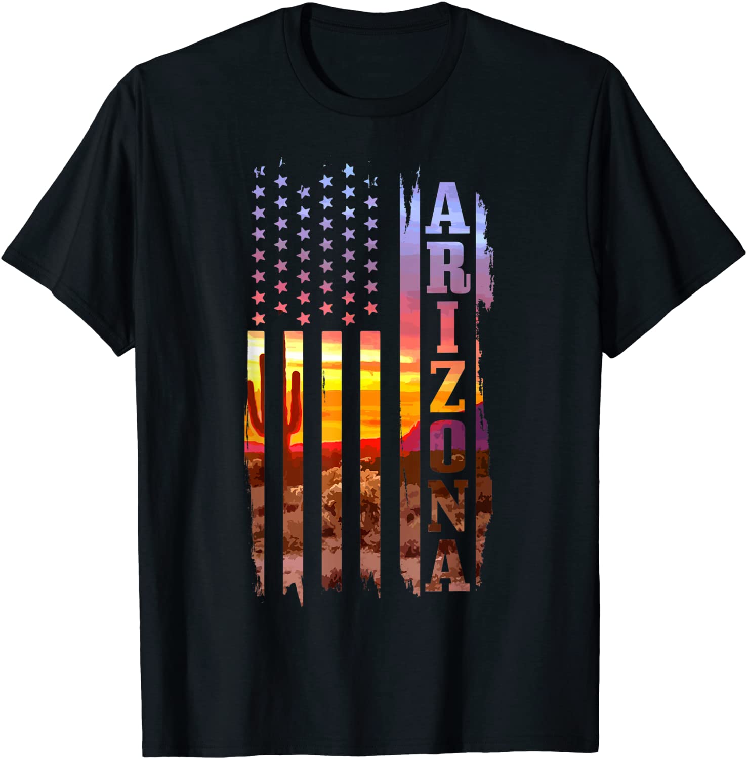 Arizona American Flag Pride Landscape Cactus Patriotic Gift T-Shirt