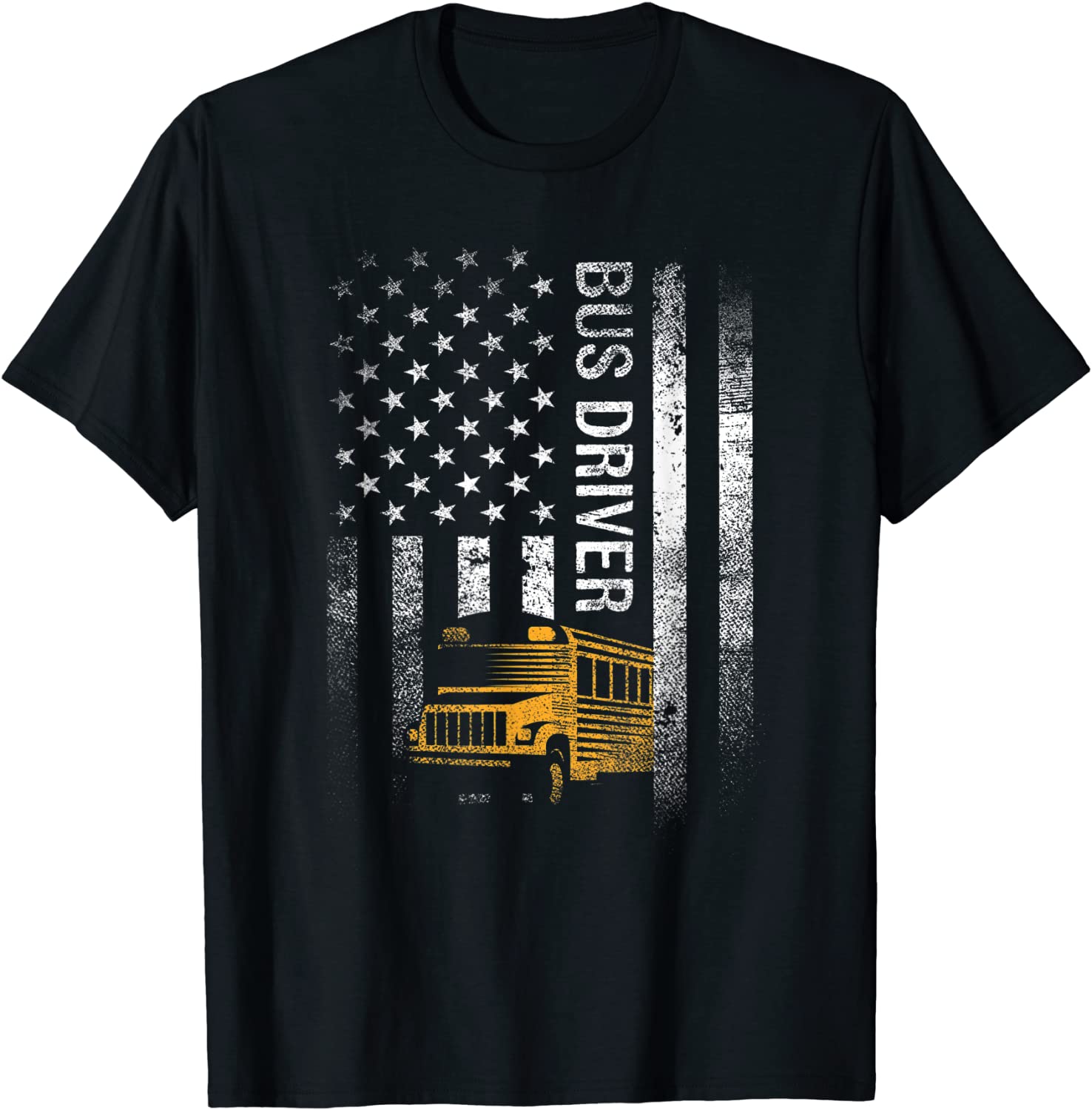 School Bus Driver Usa American Flag Funny Bus Driver Gift T-Shirt