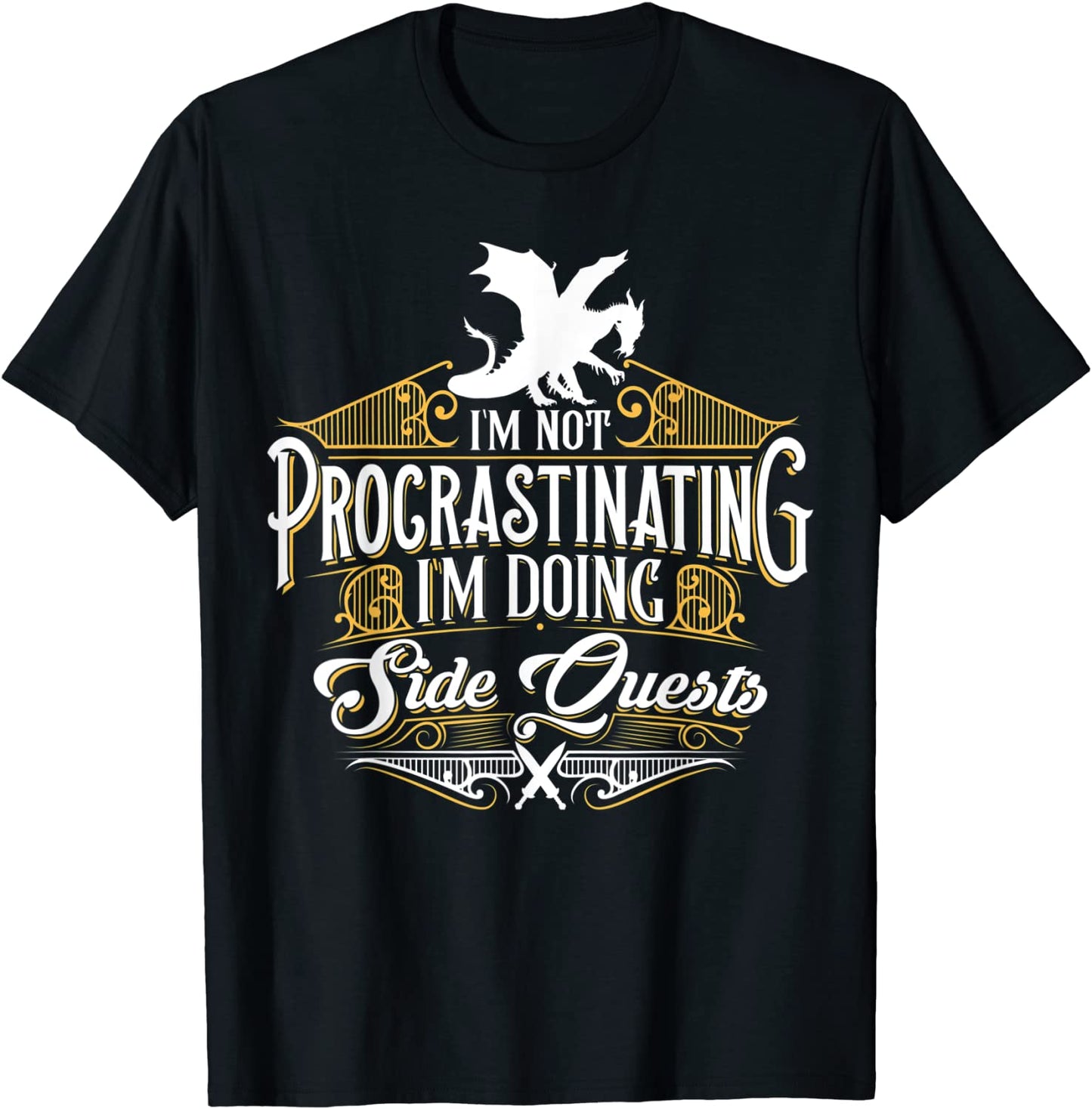 Not Procrastinating Side Quests Funny RPG Gamer Dragons T-Shirt