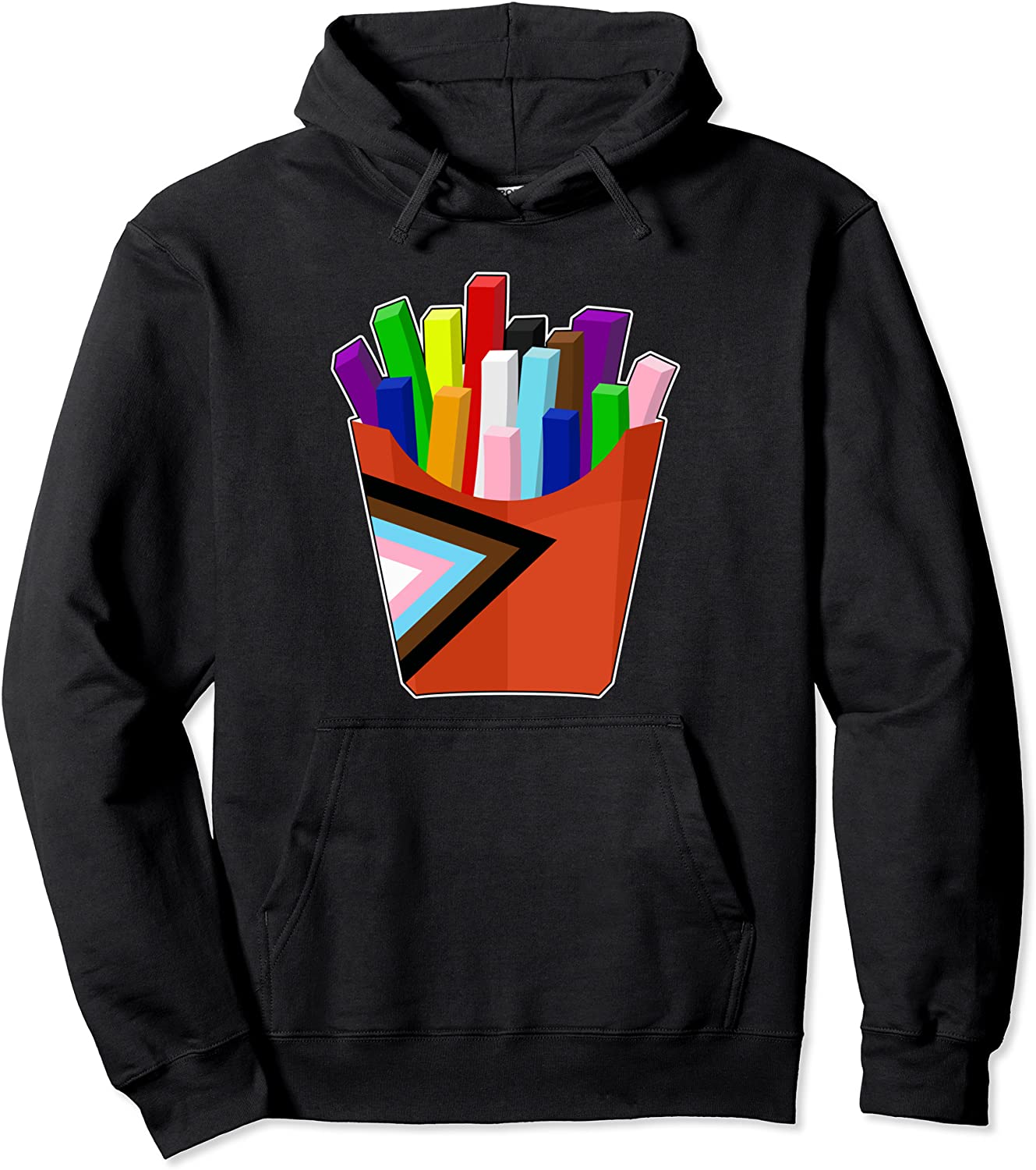 Progress Pride LGBTQ Potato French Fries Gay Pride Pullover Hoodie