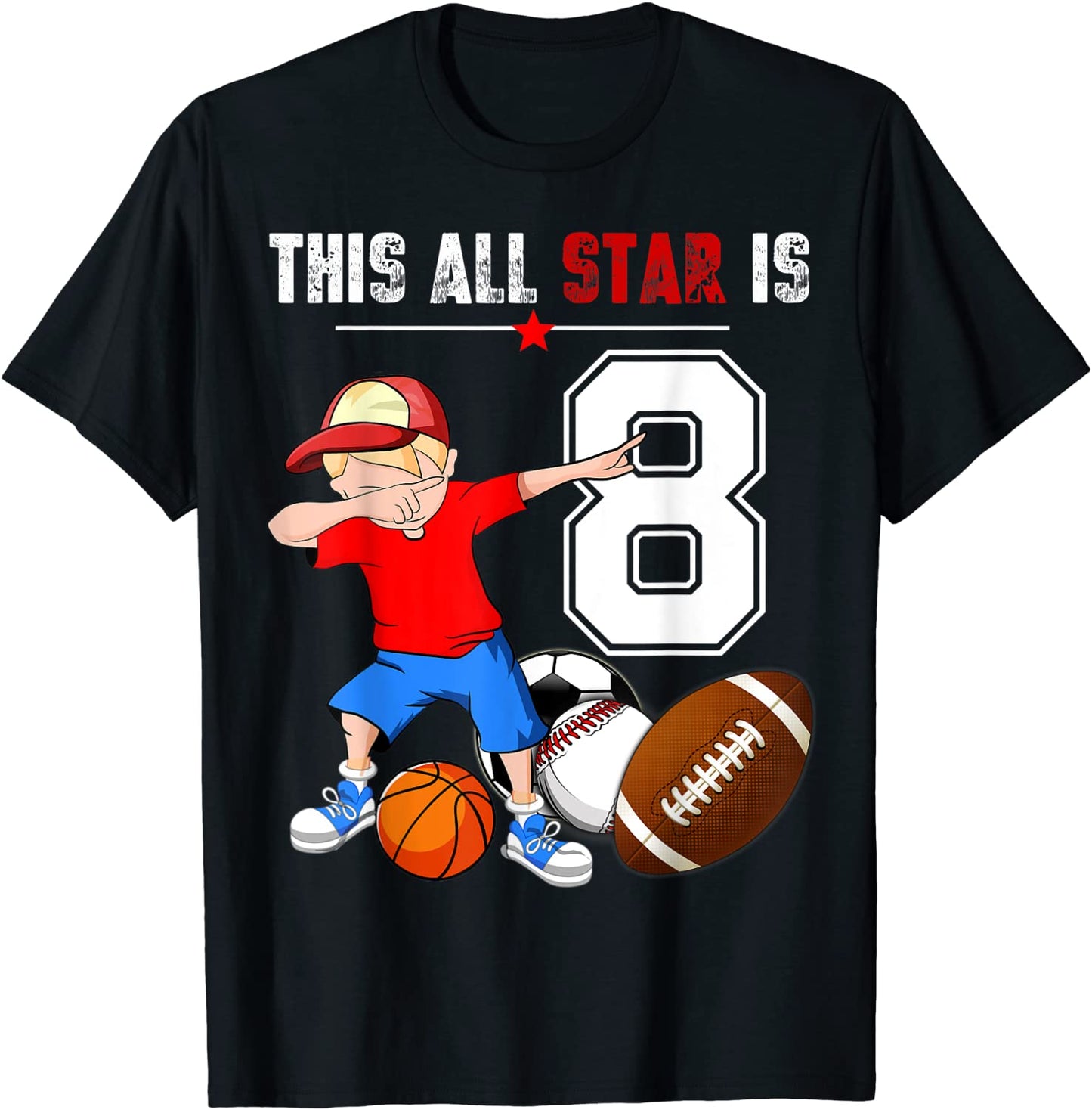 Dabbing Boys 8th Sport Birthday Shirt Cute 8 Years Old Tee T-Shirt