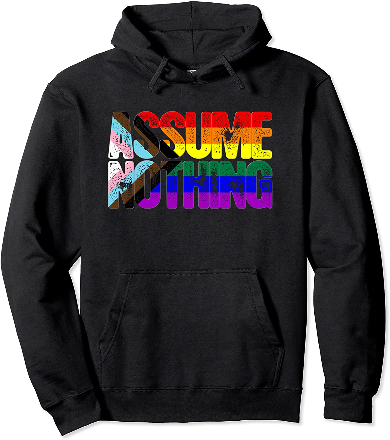 Assume Nothing LGBTQ Progress Pride Flag Pullover Hoodie