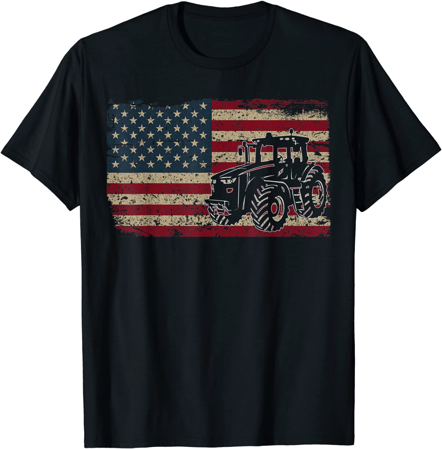 Farm Tractors USA Flag Patriotic Farming Gift T-Shirt
