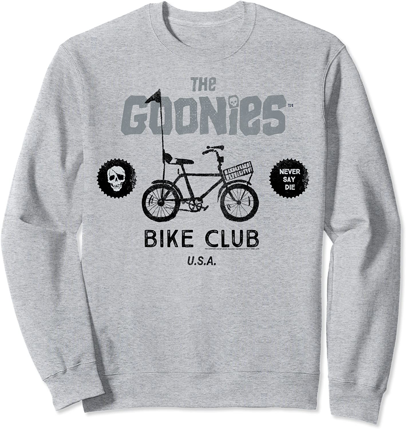 The Goonies Bike Club Never Say Die Text Sweatshirt