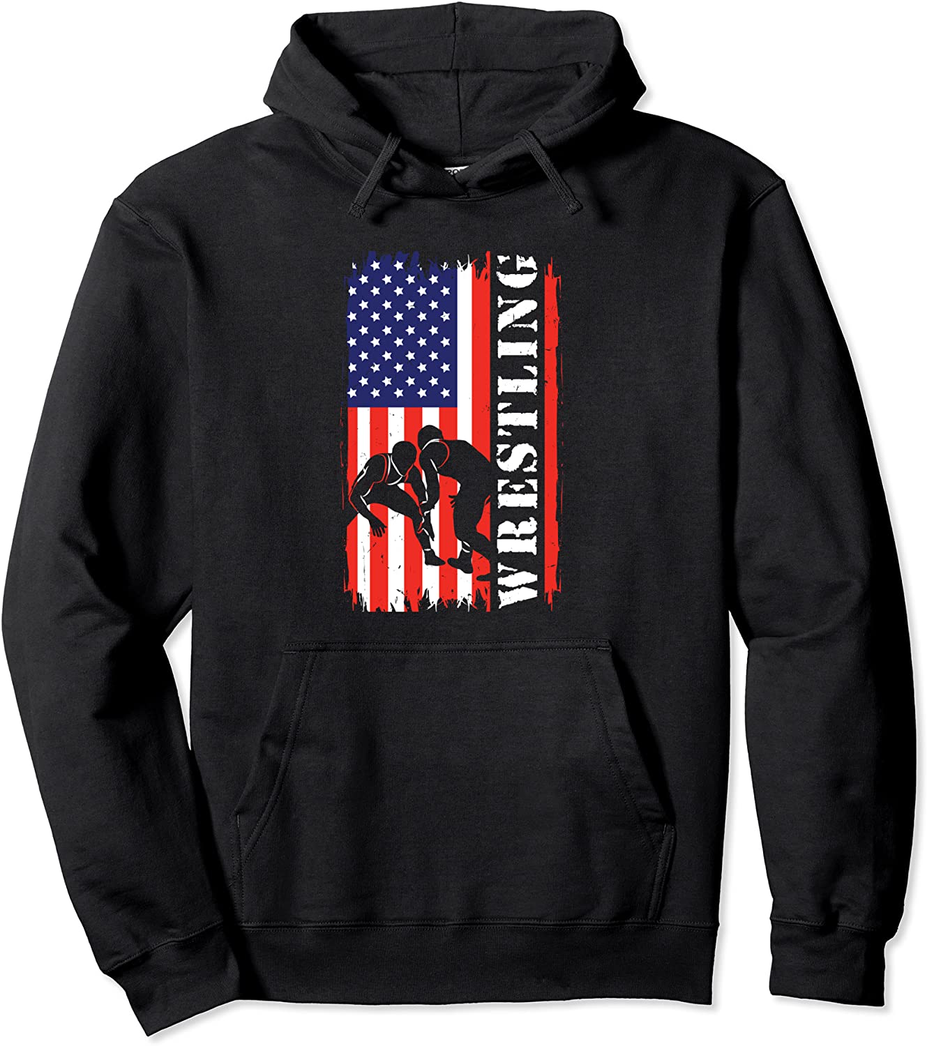 Vintage American Wrestling Flag USA Wrestling Pullover Hoodie