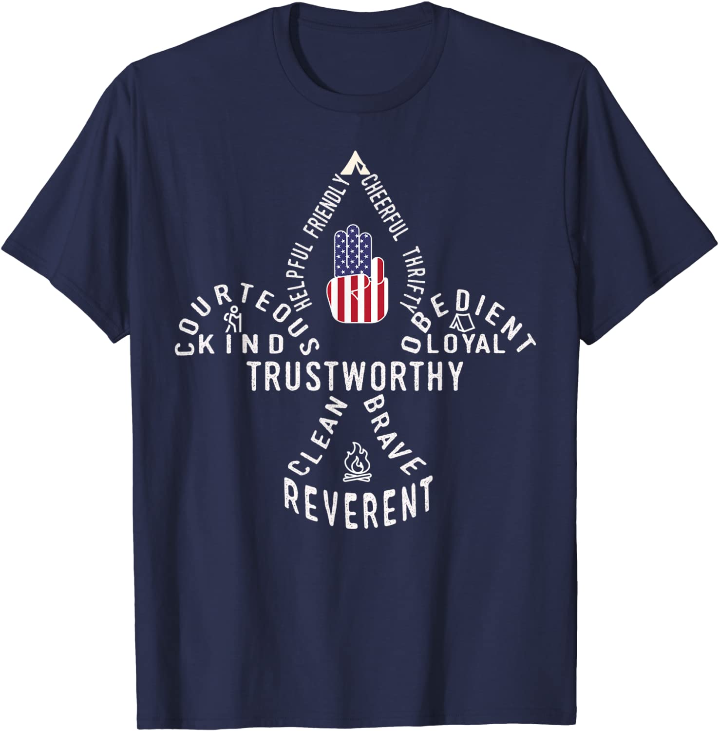 Scouting Gift US America Flag Scout Law T-Shirt