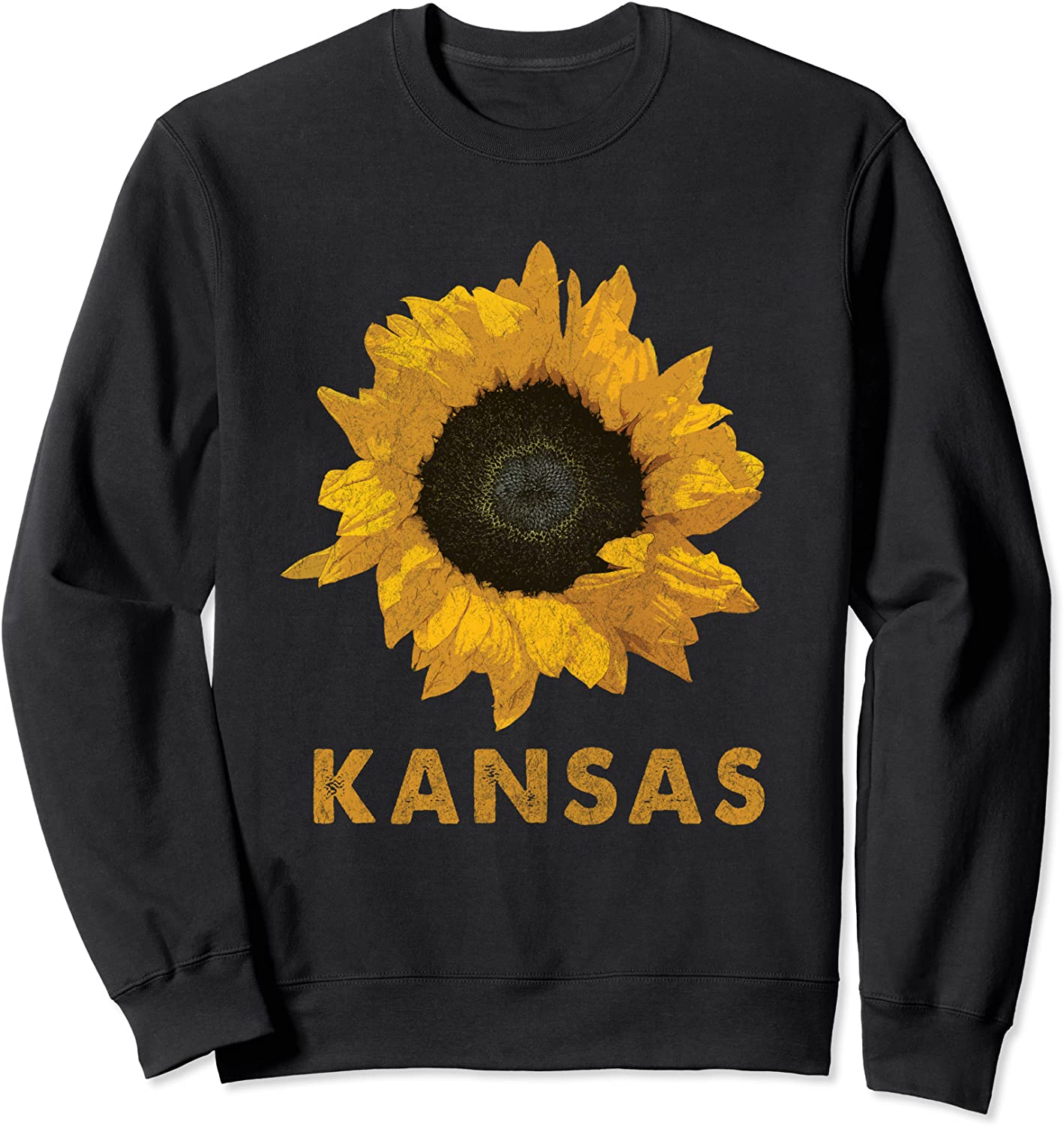 Kansas State Flower Sunflower Print Vintage Style Sweatshirt