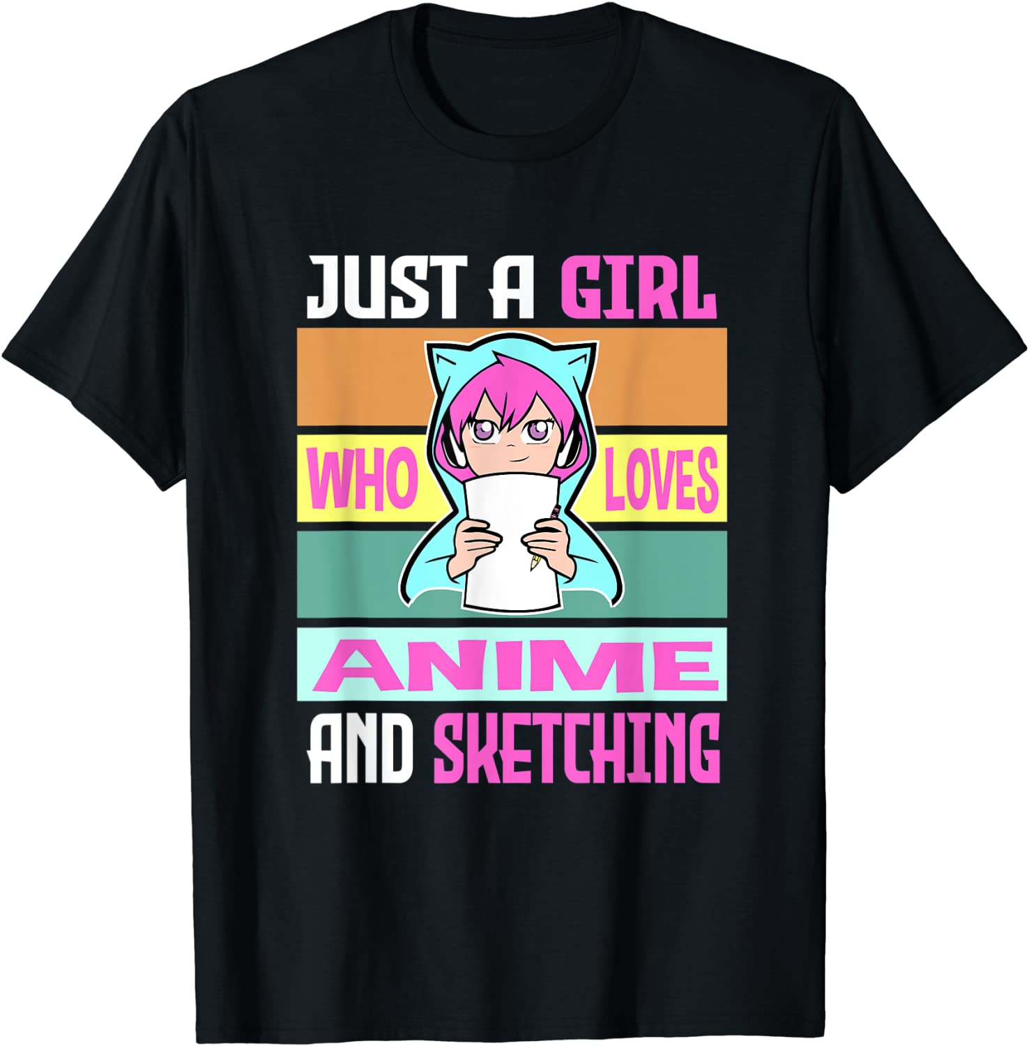 Girl Loves Anime and Sketching Anime Merch Anime Lover Gifts T-Shirt