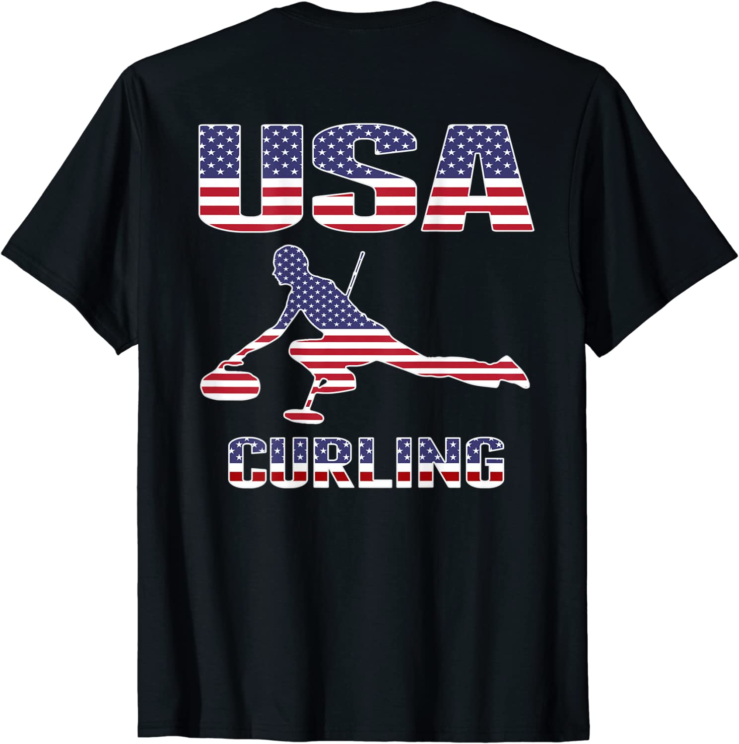 USA Team Curling Player - American Flag Winter Sport Lovers T-Shirt