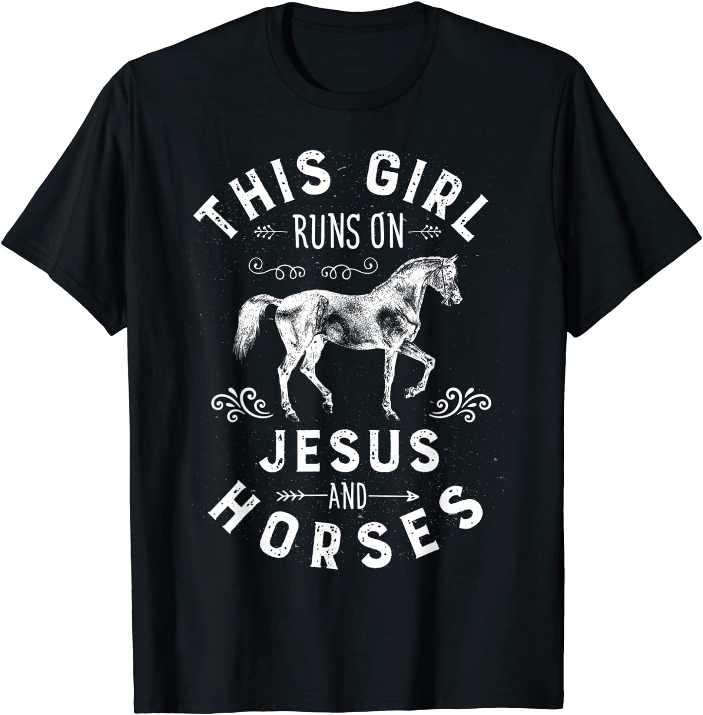 This Girl Runs On Jesus And Horses T Shirt Horse Women Gifts