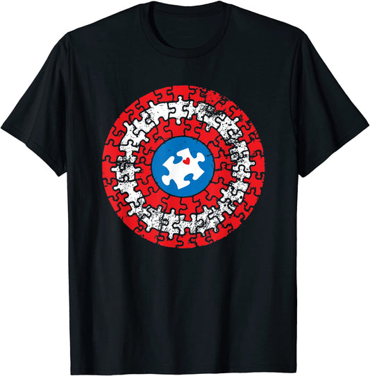 Captain Autism puzzle superhero shield Autism awareness Gift T-Shirt