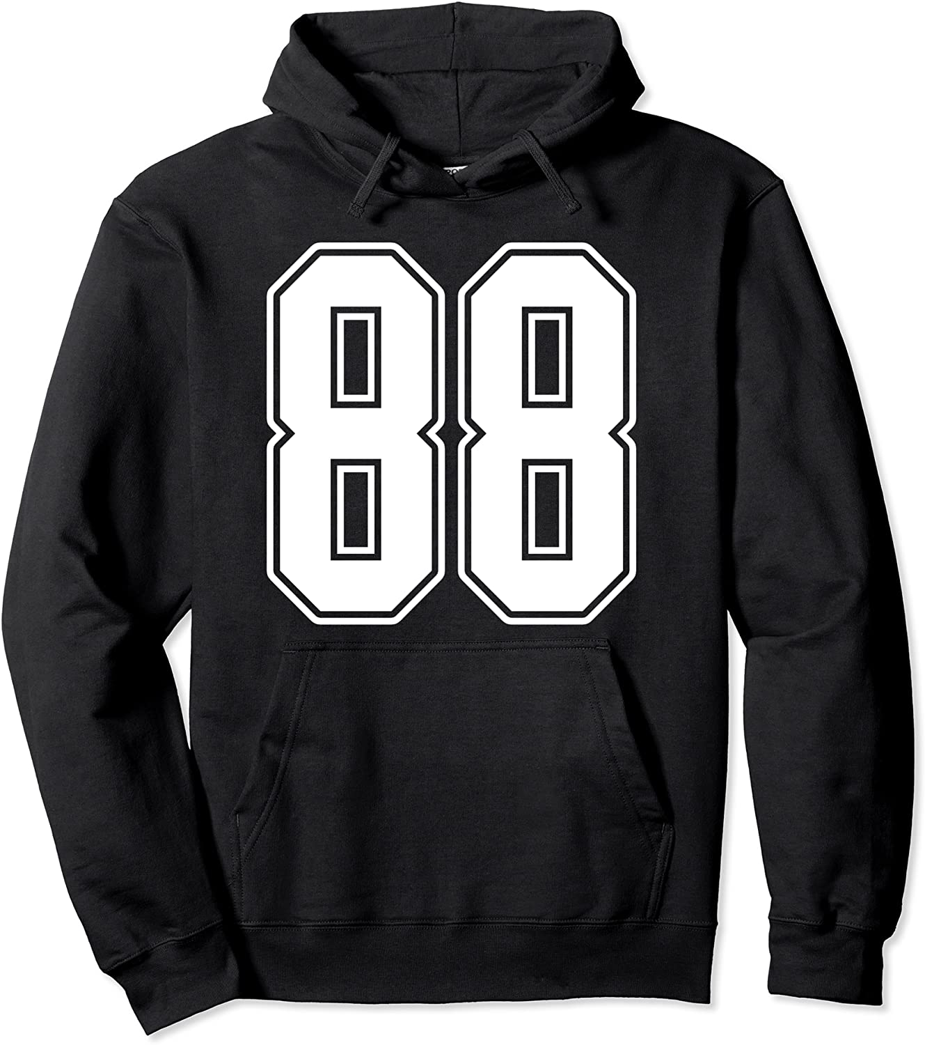 88 White Outline Number 88 Sports Fan Jersey Style Pullover Hoodie