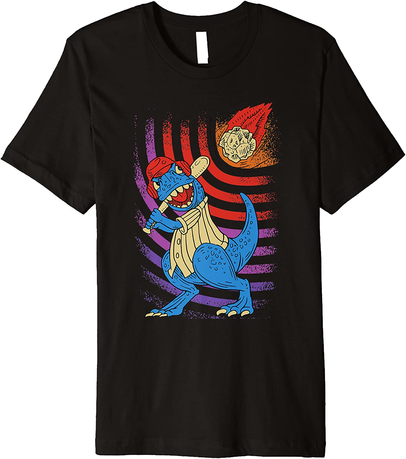 Baseballsaurus T-Rex Dinosaur Playing Baseball Dino Sports Premium T-Shirt