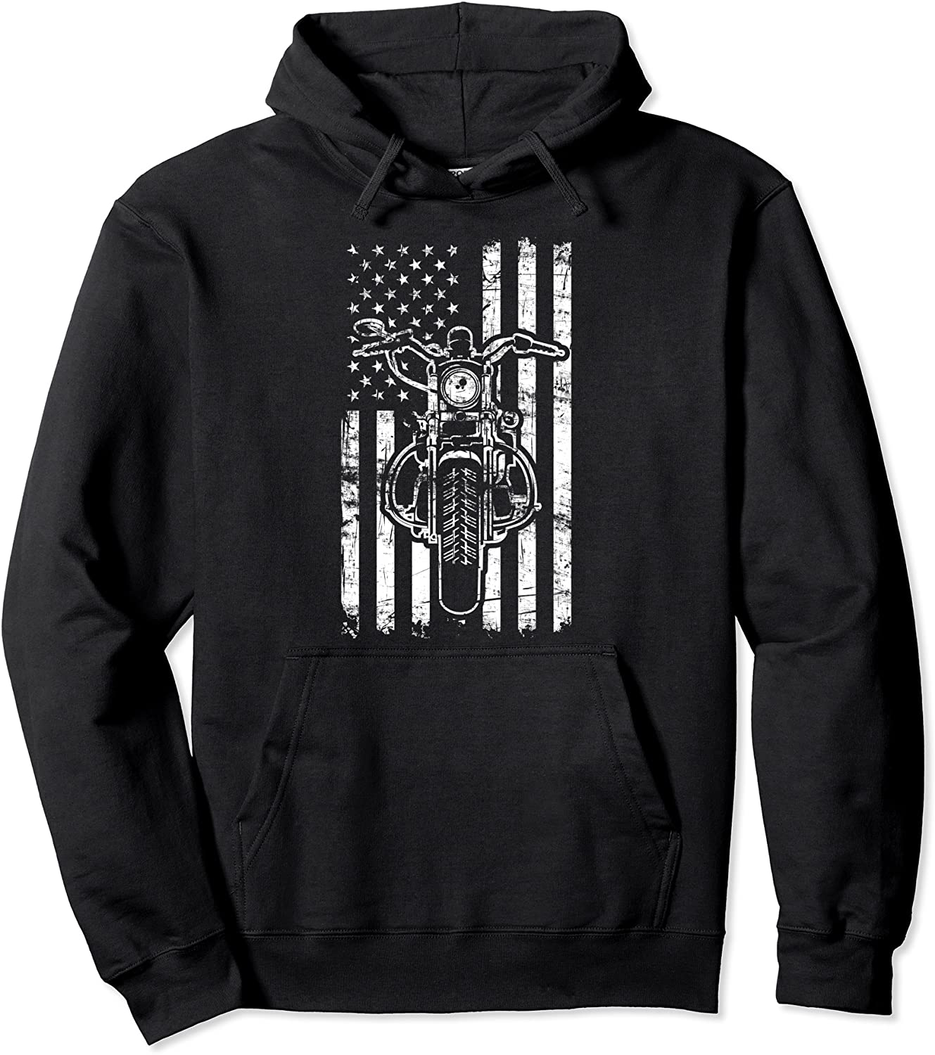 American Motorcycle US Flag Cool Biker Gift For Men Women Pullover Hoodie