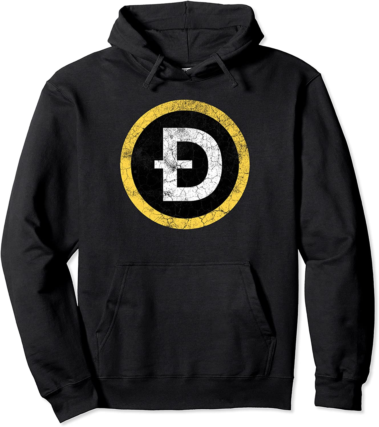 Vintage Dogecoin DOGE Crypto Distressed Logo Pullover Hoodie